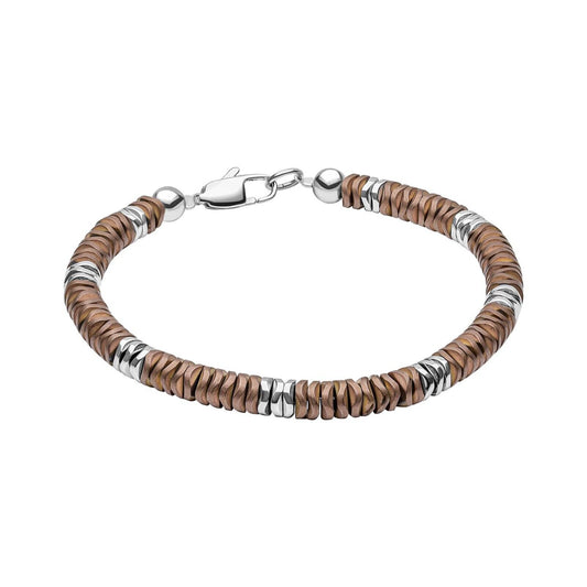 Fred Bennett Stainless Steel Bracelet with Bronze Hematite 21cm B5458