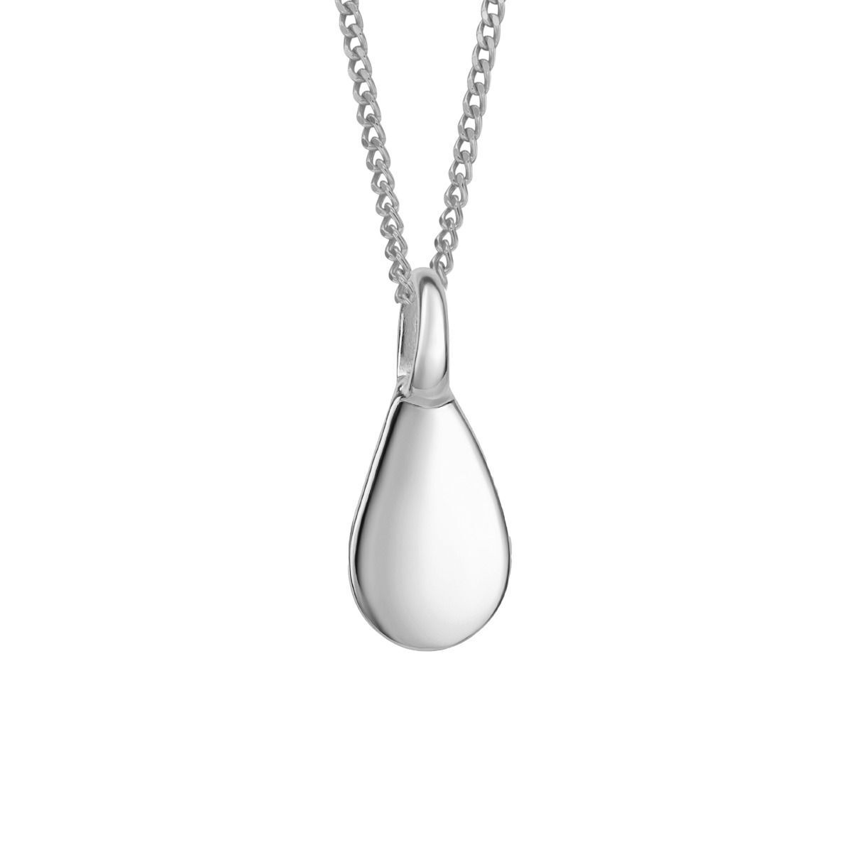 Droplet Shaped Engravable Tag Pendant Solid Sterling Silver All Chain Lengths