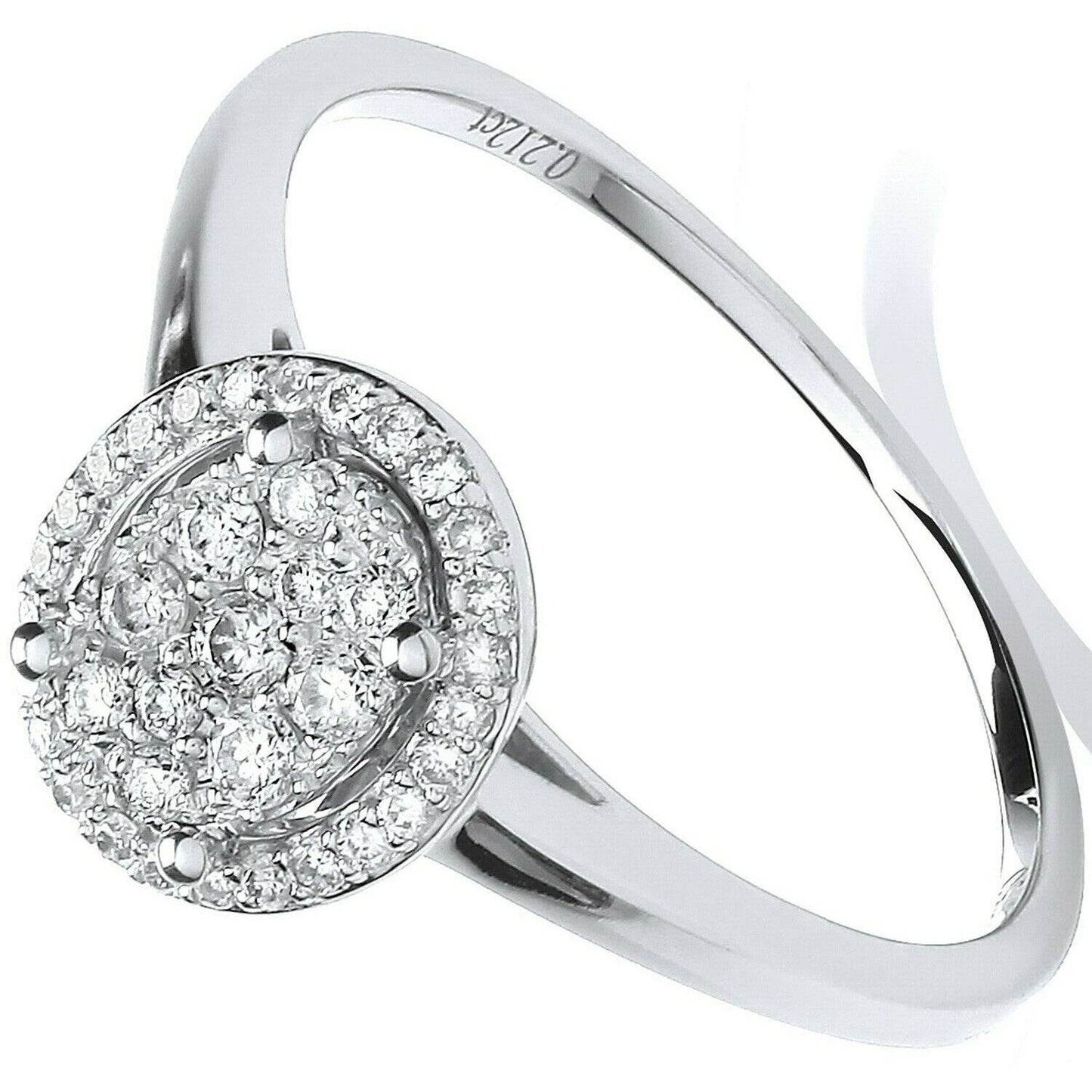 Real Diamond Oval Cluster Ring 18ct White Gold 0.20ctw