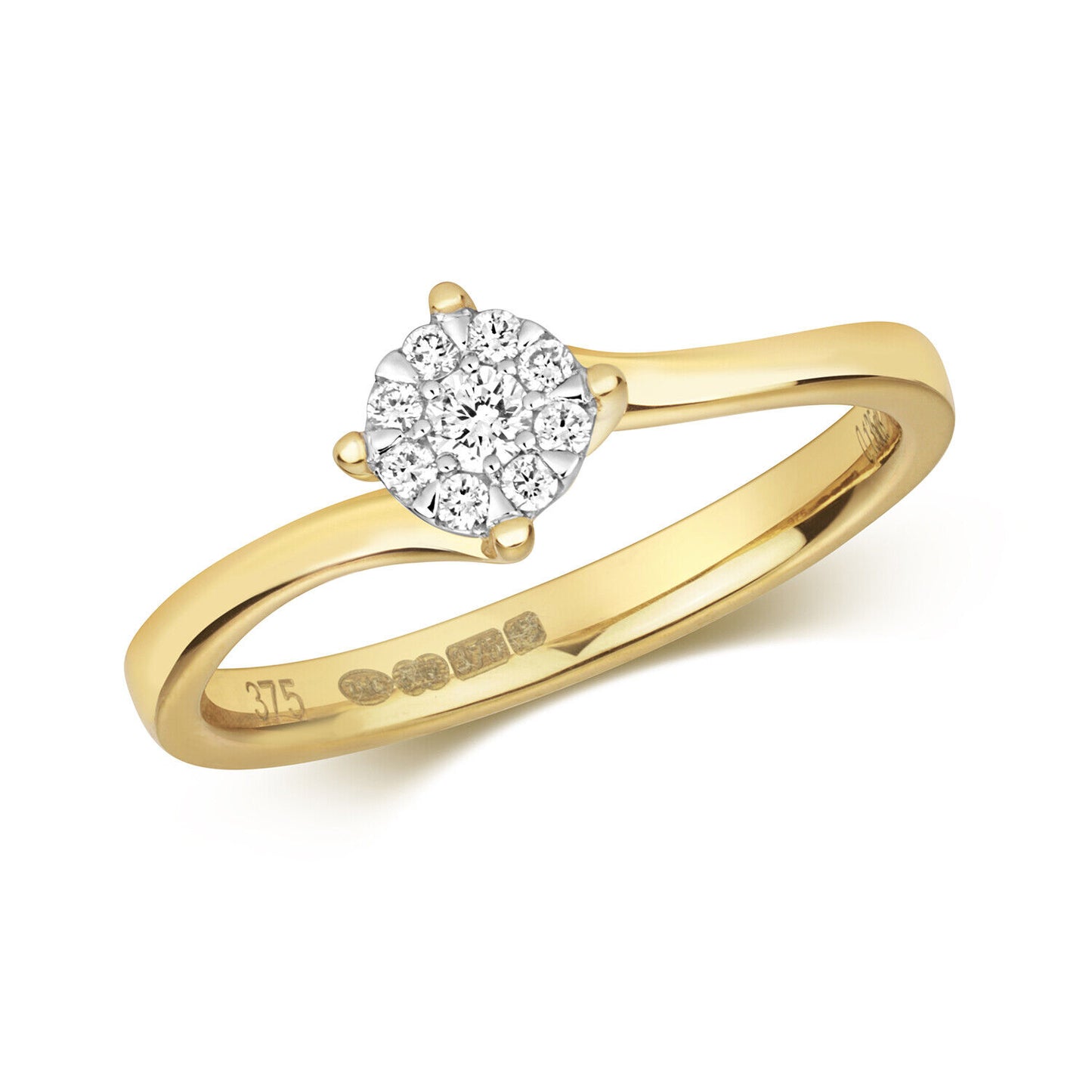 Real Diamond Twist Ring Engagement Solid Yellow Gold Size J - Q