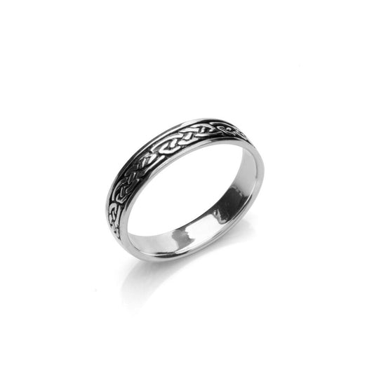 Celtic Knot Wedding Band Slim Ring Sterling Silver 925 Hallmark Size J - Q