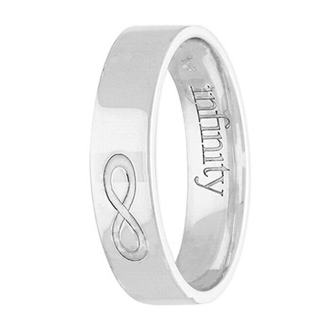Sterling Silver Infinity Wedding Band Ring 5mm Flat Hallmarked