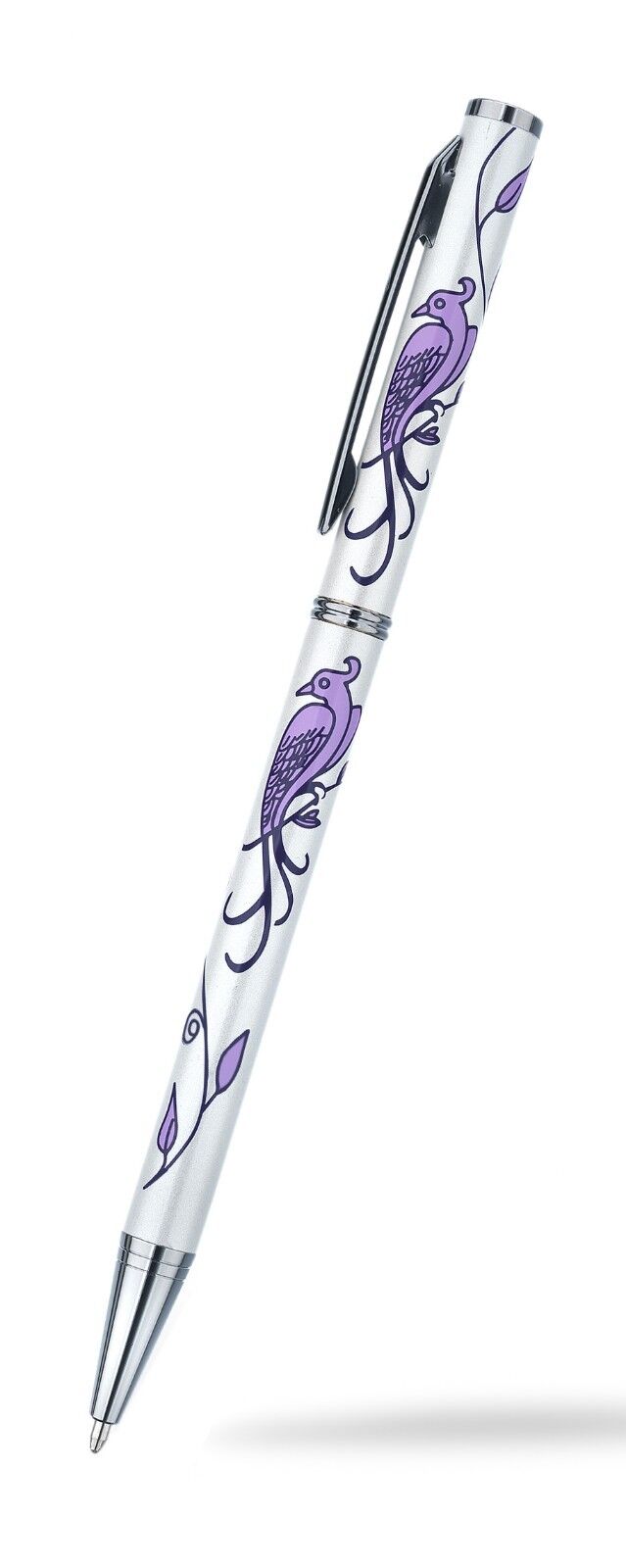 Ballpoint Pen Silver Plated Bird of Paradise Design Black Ink Brand New Boxed