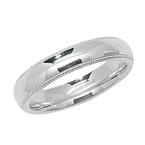 Sterling Silver Wedding Band Ring 4mm Wide Millgrain 925 Hallmark