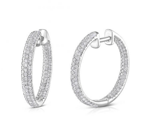 18ct White Gold 1.60ct Diamond Hoop Earrings 25mm Diameter