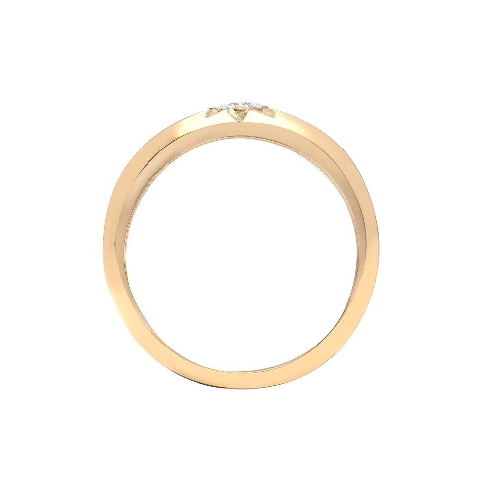 Gents Real Diamond Ring 9ct Yellow Gold Three Stone Band 0.50 Carat Weight