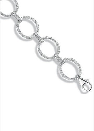 9ct White Gold 1.20ct Diamond Bracelet Open Circle Link Made in London