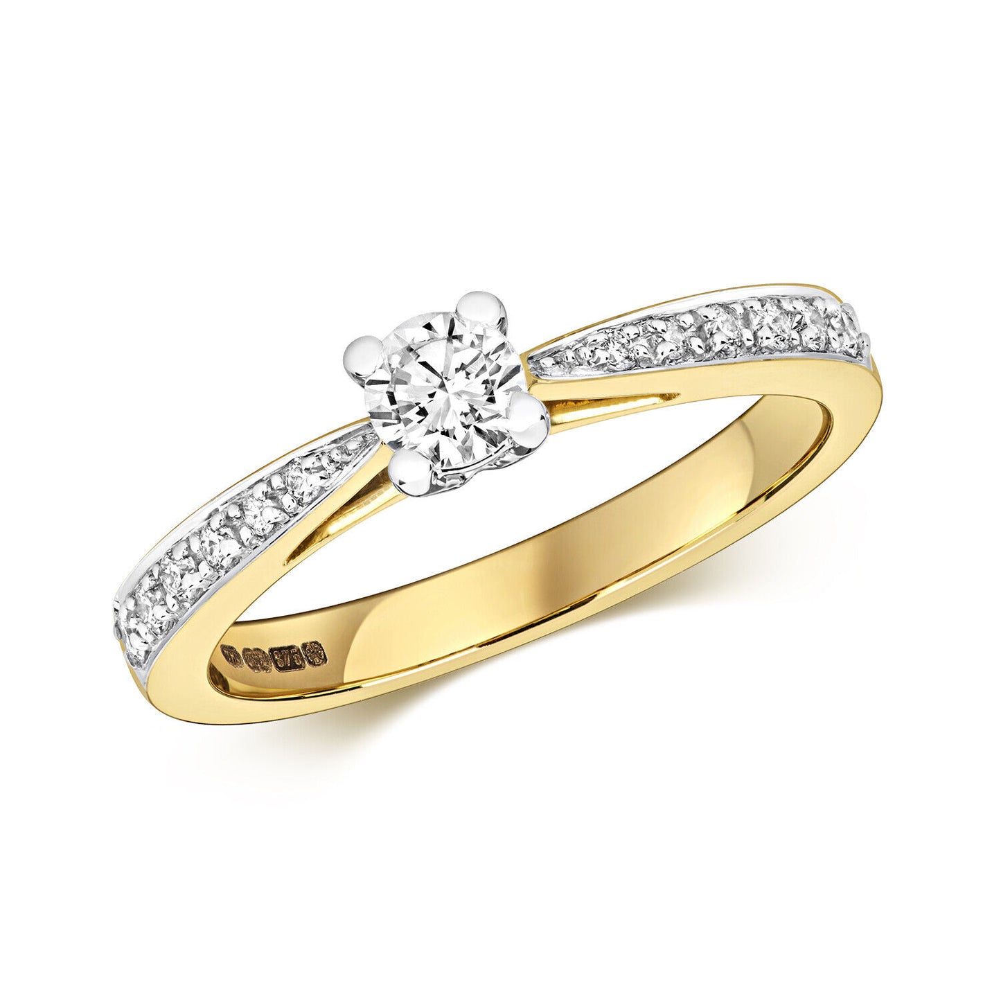 Real Diamond Solitaire Ring 9ct Yellow Gold 0.47 Carat Weight Engagement