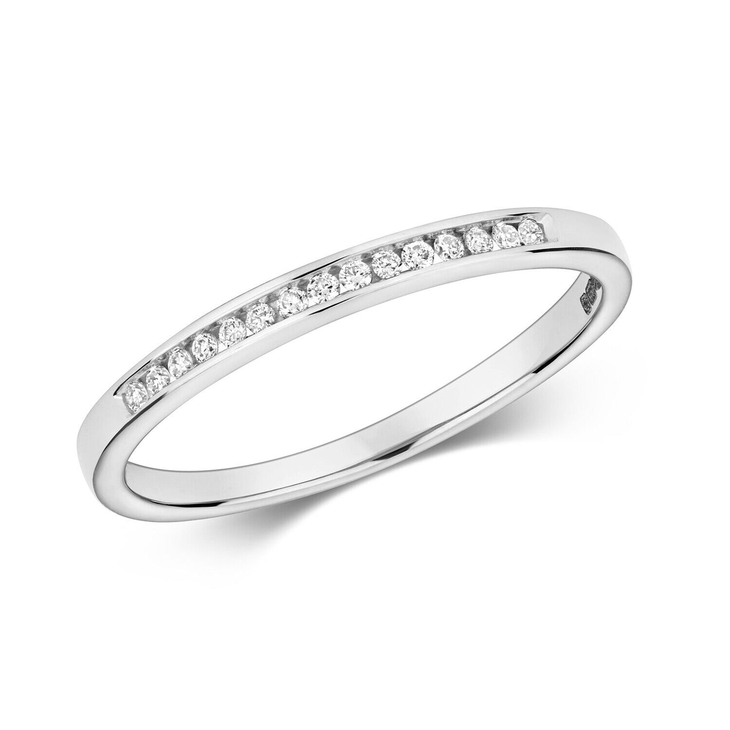 Real Diamond Eternity Ring 9ct White Gold Slim Anniversary Band Channel Set