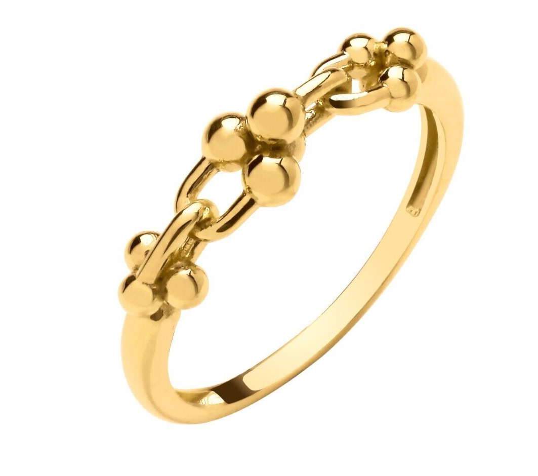 9ct Yellow Gold Bike Lock Ring Hallmarked Sizes J - R