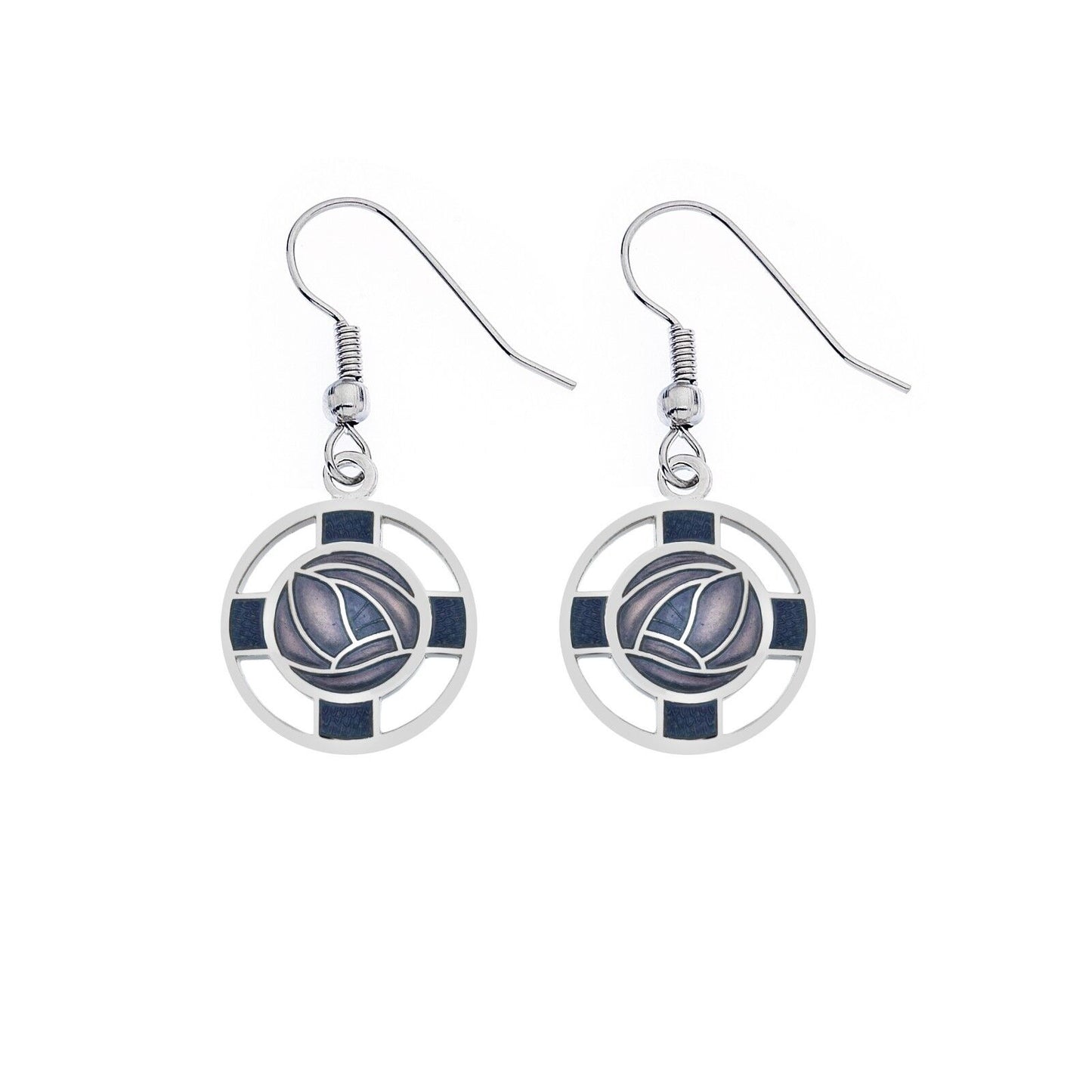 Mackintosh Rose and Lattice Earrings Silver Plated Branded Packaging