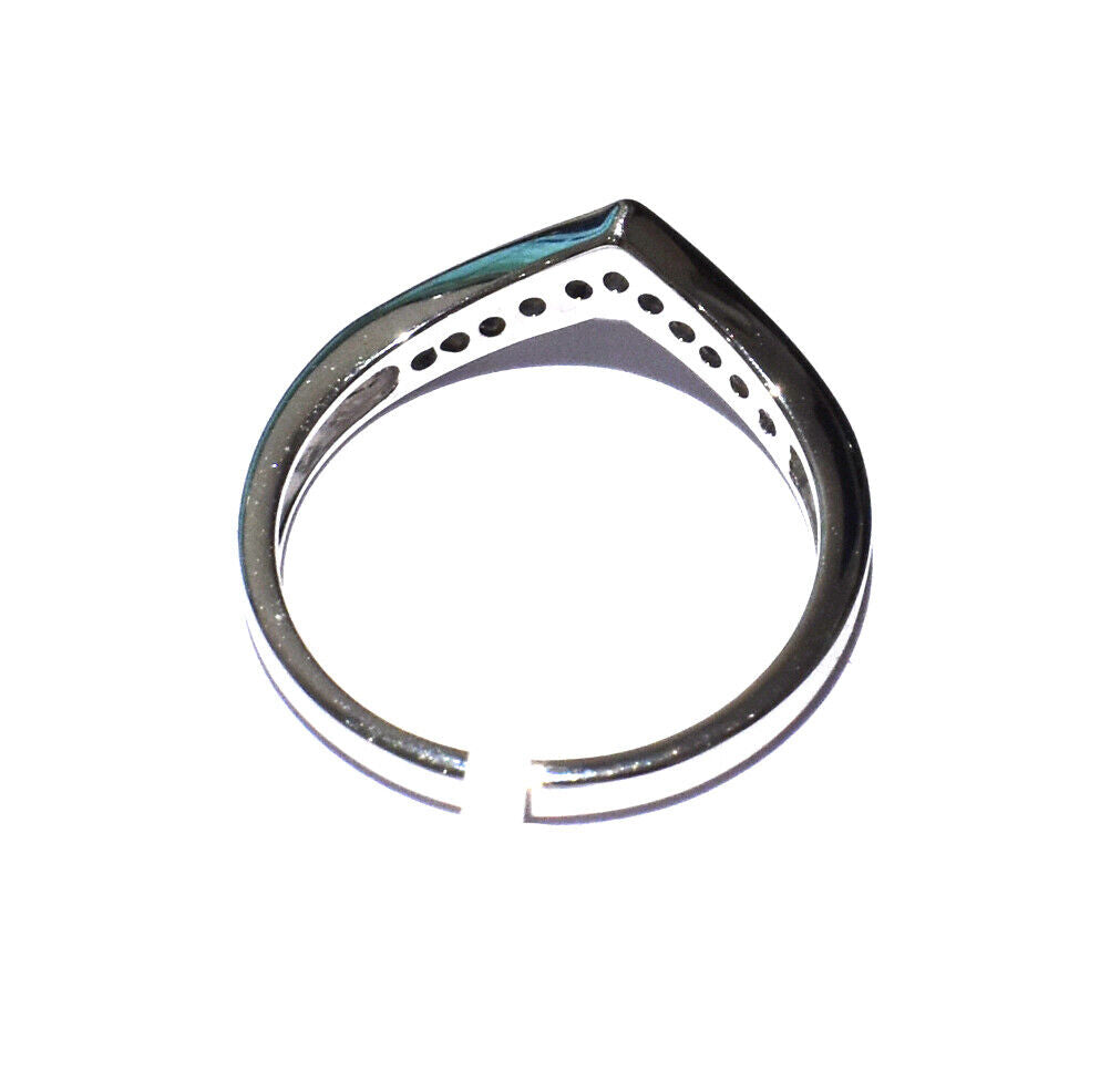 Sapphire and Diamond Wishbone Ring Solid White Gold Eternity Band Size J - Q