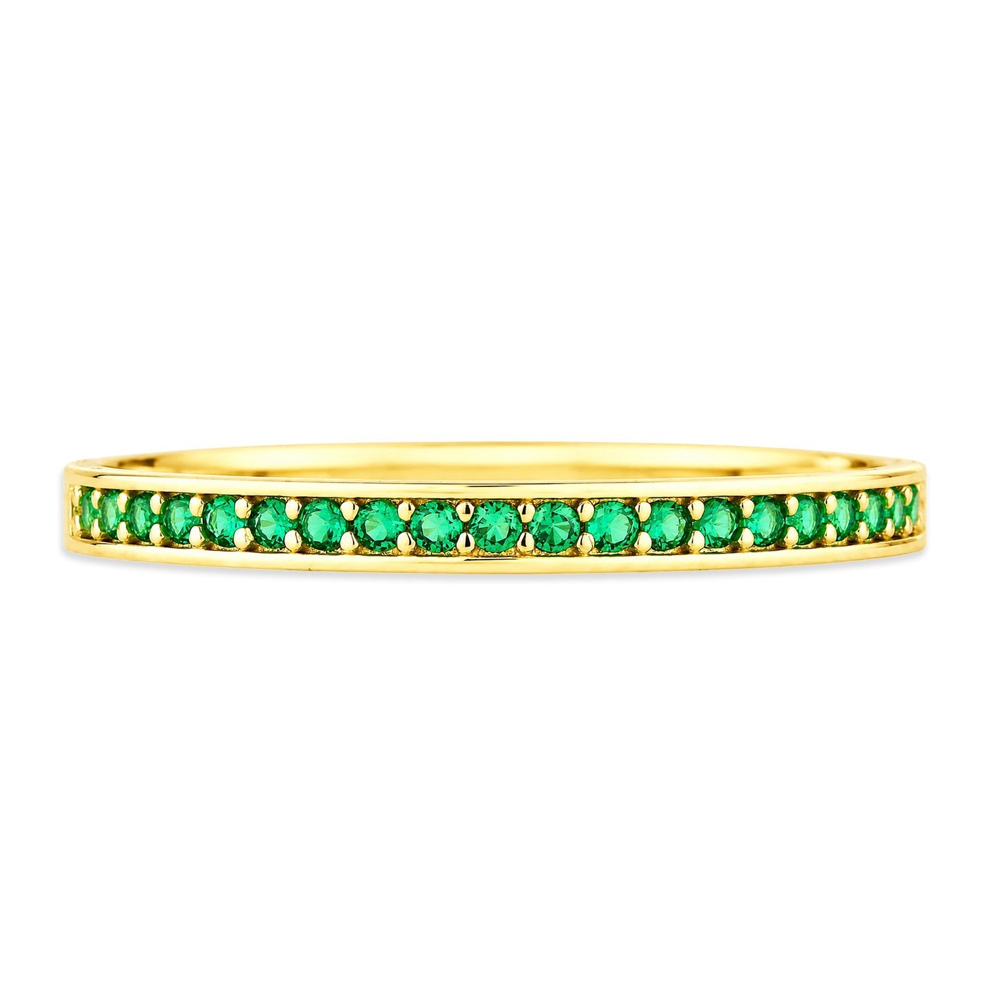 9k Yellow Gold Emerald Half Eternity Stackable Ring Hallmarked Sizes KLMNOPQRS