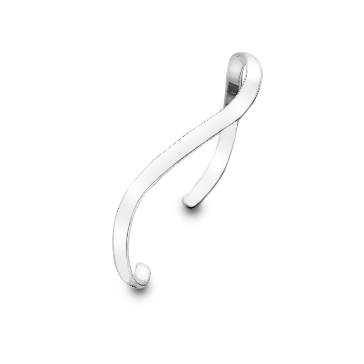 Solid Silver Torque Bangle Sea Ripple Cuff Bracelet Hallmarked Boxed