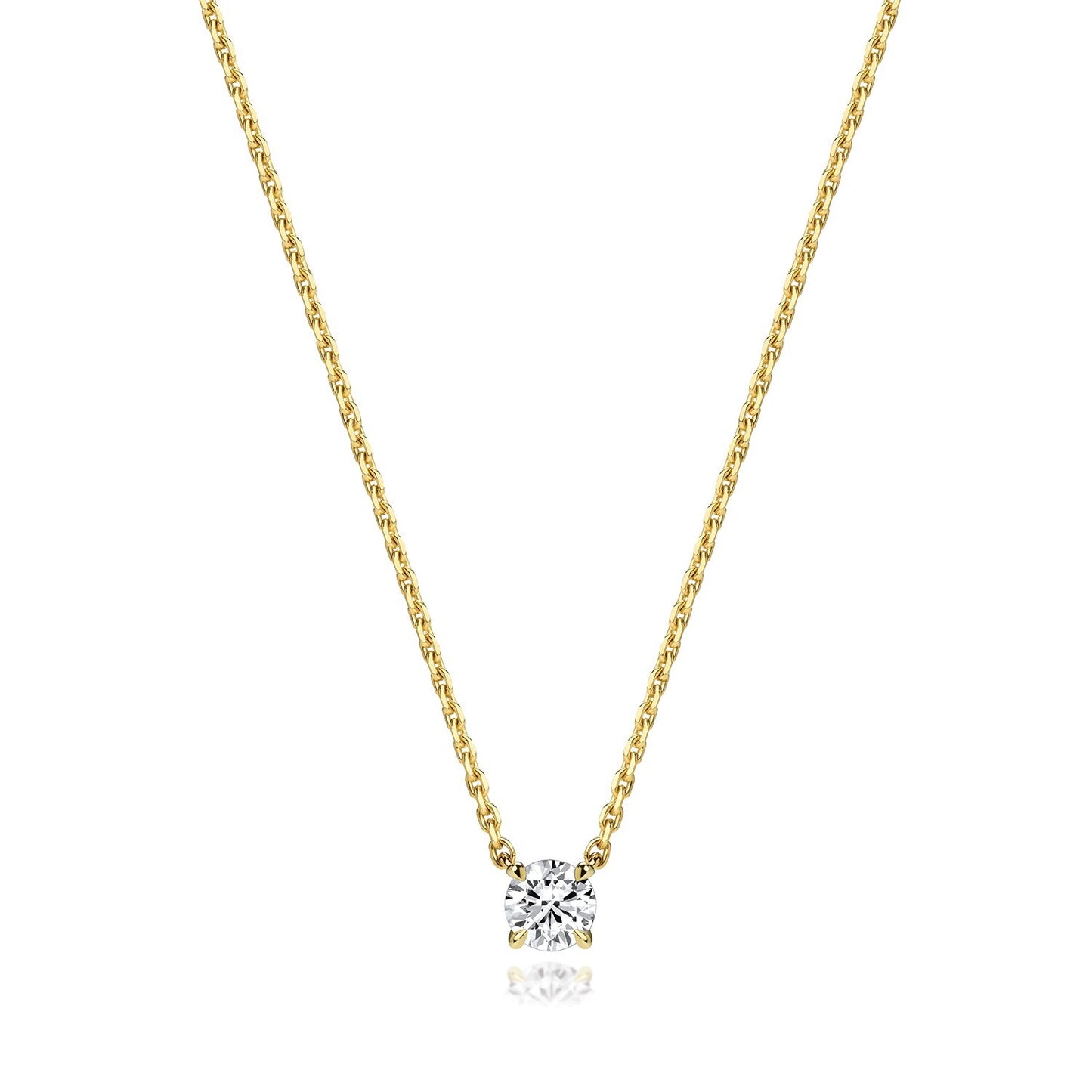 Lab Grown Floating Diamond Necklace in 18ct Yellow Gold 15 - 17" IGI Certified