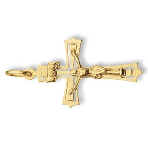 9ct Yellow Gold Crucifix Cross Pendant Medium 34 x 21mm Christening Communion