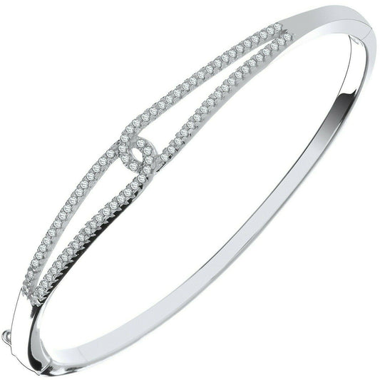 Sterling Silver Split Shank Ladies Hinged Bangle
