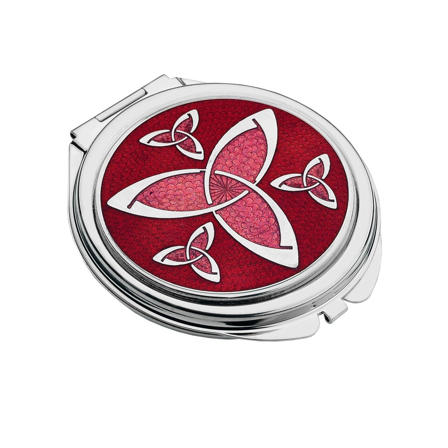 Compact Mirror Silver Plated Trinity Knot Handbag Magnifying Travel Cosmetic
