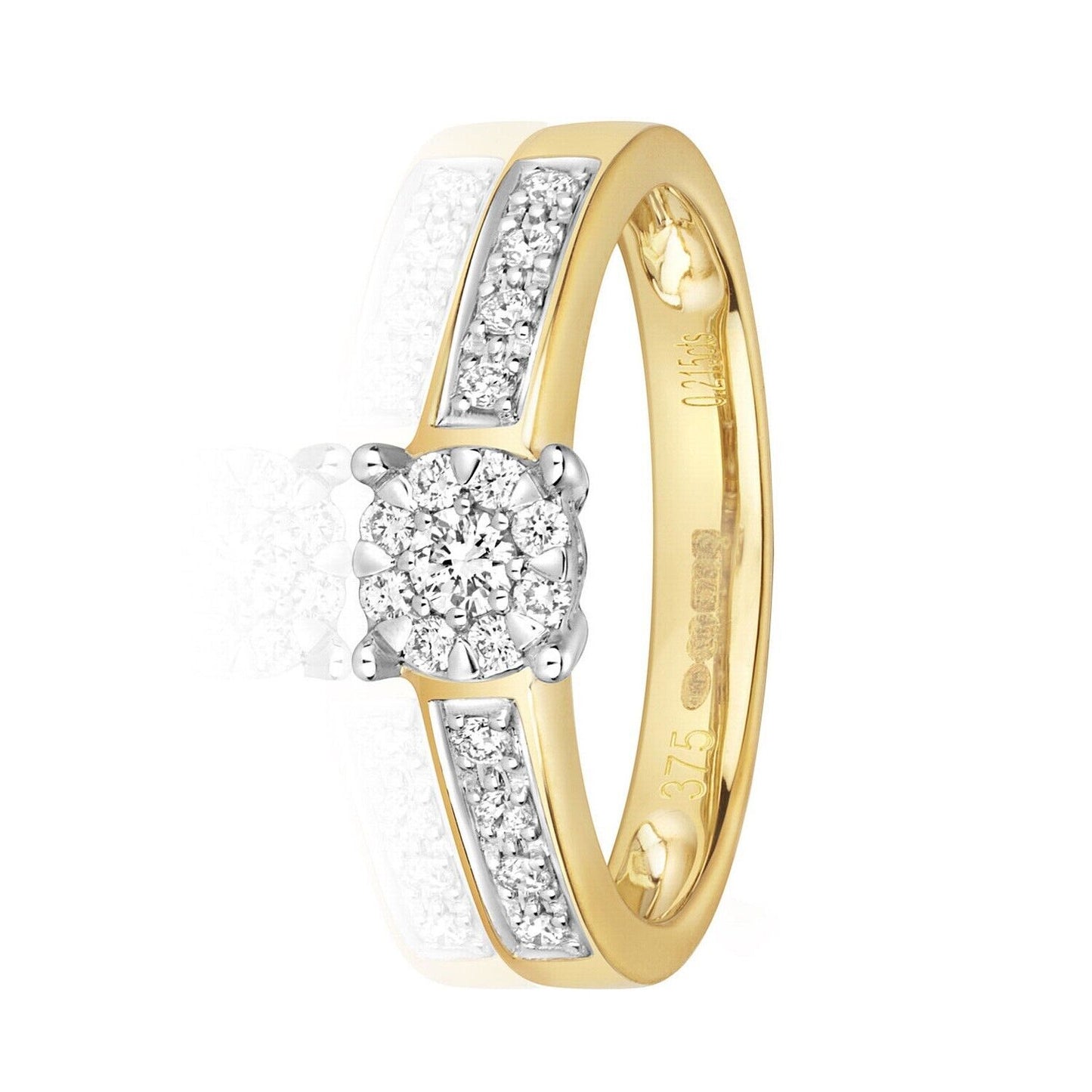 Real Diamond Engagement Ring 9ct Yellow Gold Brilliant Set 0.21ct Size J-Q