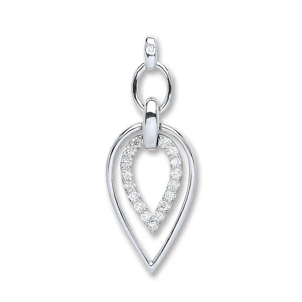 9ct White Gold 0.25ct Diamond Teardrop Pendant Made in London
