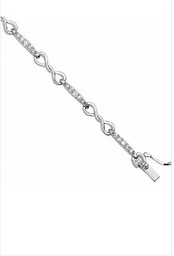 9ct White Gold Bracelet 0.50ct Diamonds Figure of 8 Link Made in London