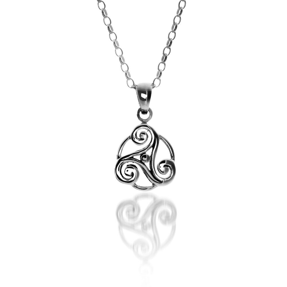 Celtic Triskele Circle Pendant Sterling Silver 925 Hallmark All Chain Lengths