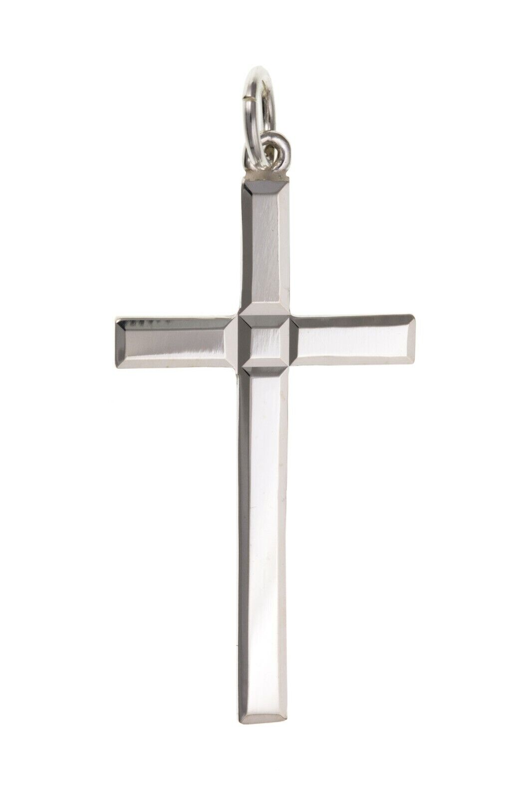 Sterling Silver Cross Pendant Diamond Cut Centre 925 Hallmark 33 x 18mm
