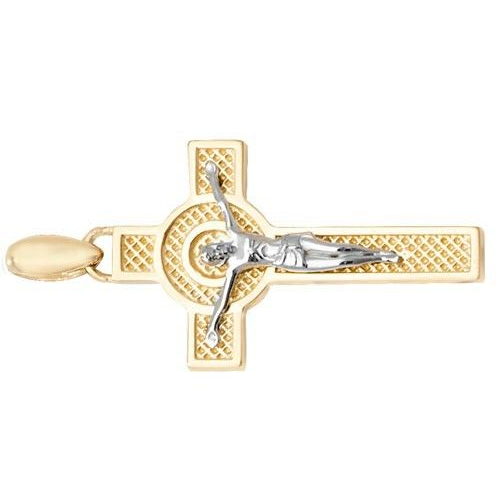 9ct Gold Patterned Crucifix Pendant Small 21 x 12mm Christianity Christening