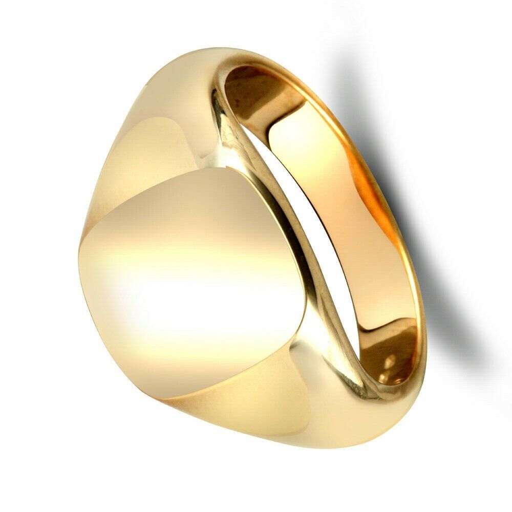Yellow Gold Cushion Signet Ring Very Heavy Weight Gents Hallmarked British Made