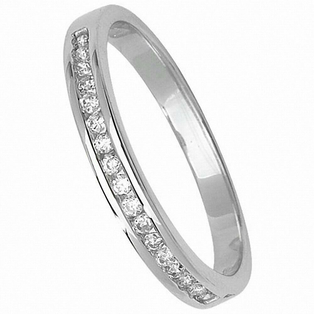 9ct White Gold Real Diamond Eternity Ring 0.15ctw Anniversary Band Channel Set