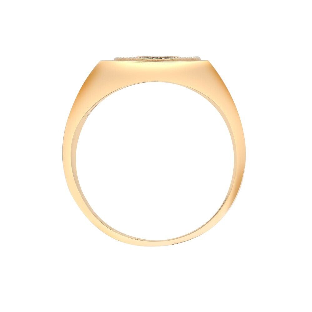 Gents Real Diamond Masonic Ring 9ct Yellow Gold Oval Signet Hallmarked