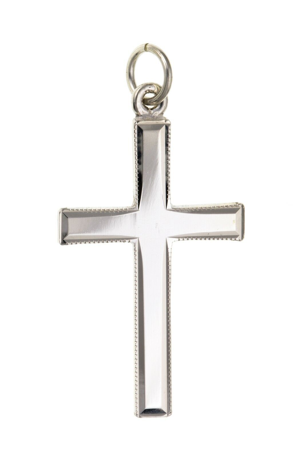 Sterling Silver Millgrain Edged Cross Pendant 25 x 17mm 925 Hallmark