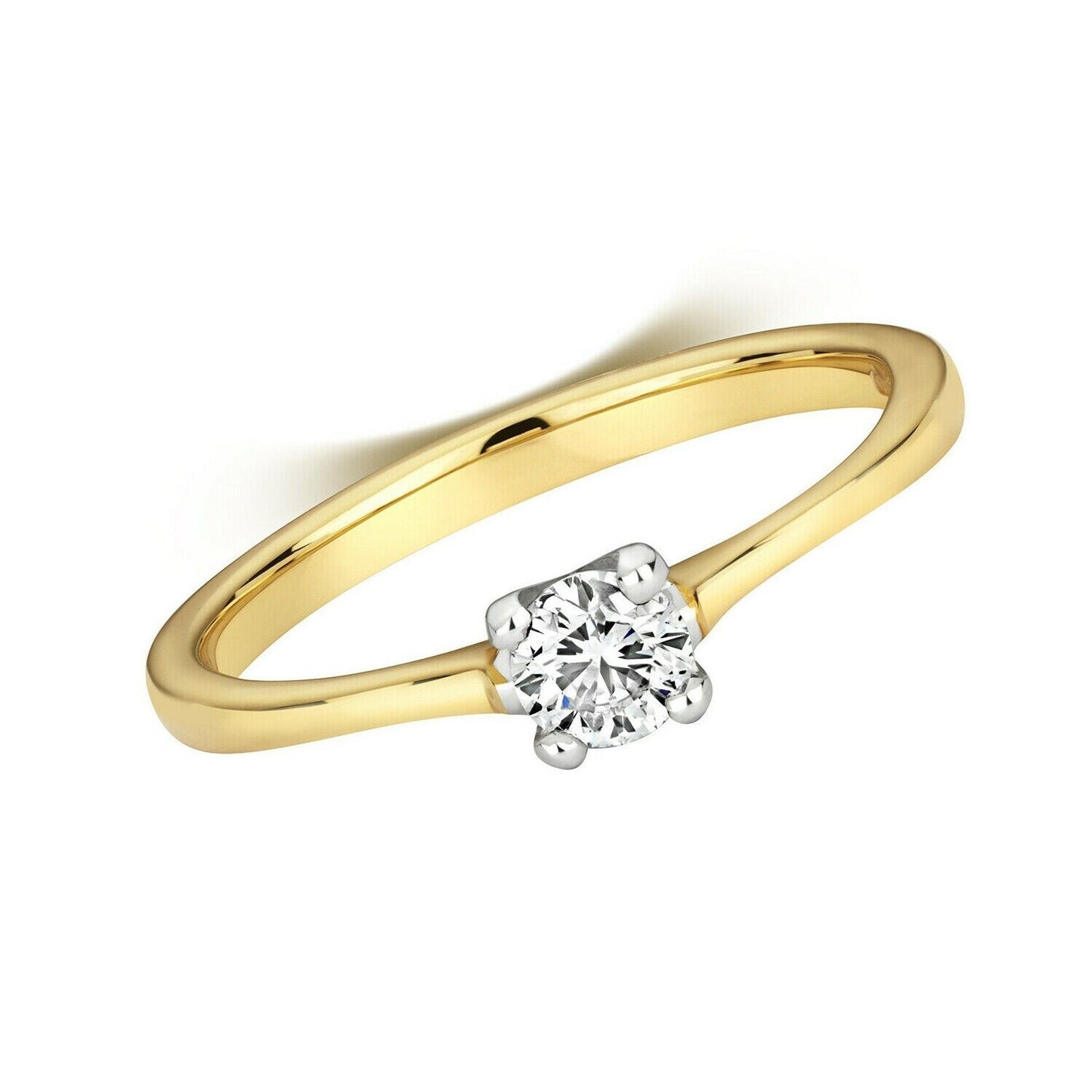 Real Diamond Solitaire Ring 9ct Yellow Gold 0.35 Carat of Diamonds