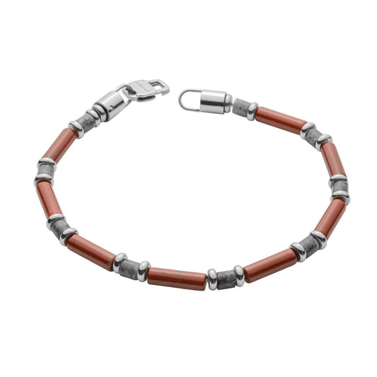 Fred Bennett Red Jasper and Larvikite Stones Bracelet 22cm B5443R