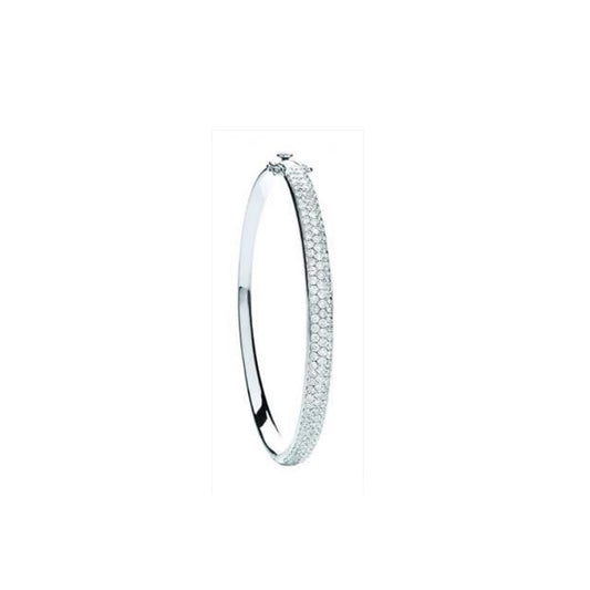 18ct White Gold 3.15ct Pave Set Diamond Bangle