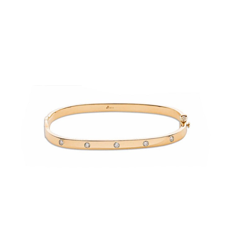 9ct Yellow Gold 0.20ct 5 Stone Real Diamond Bangle Fully Hallmarked
