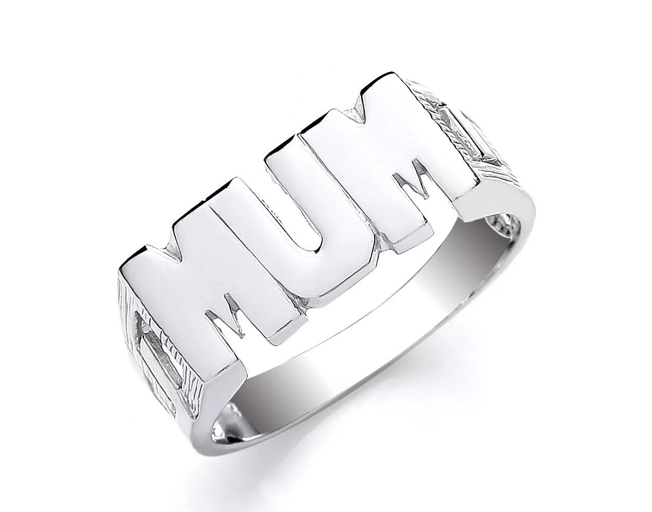 Stylish 925 sterling silver mum ring with a bold and modern design for celebrating motherhood