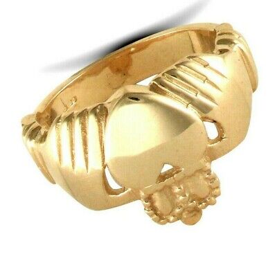 9ct gold Claddagh ring for men by J R Jewellery featuring heart, hands, and crown design