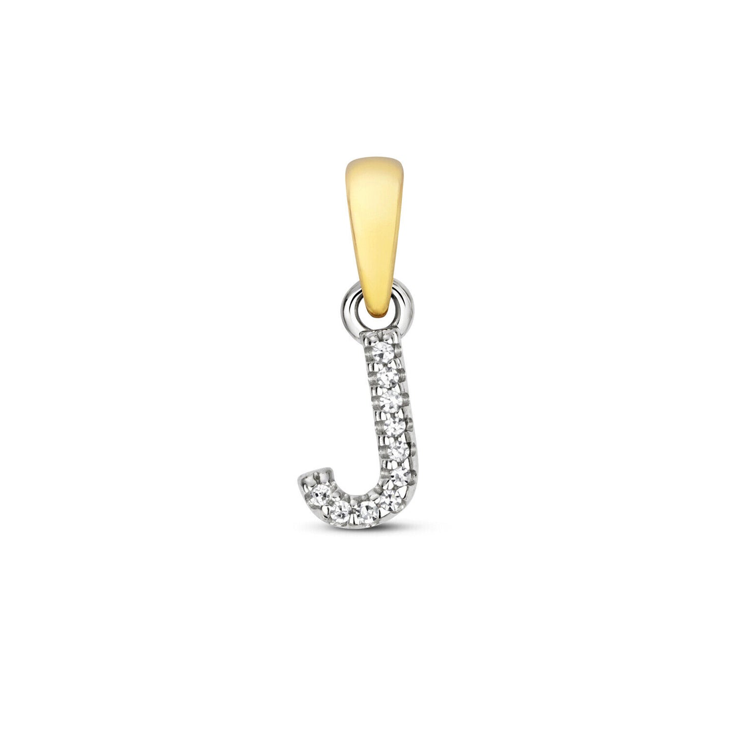 J R Jewellery 9ct gold diamond initial pendant letter J with sparkling diamonds