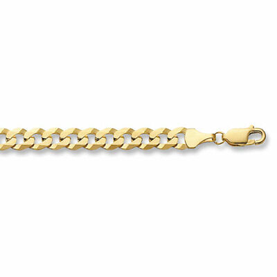 9ct gold flat curb bracelet by J R Jewellery with polished interlocking links and lobster clasp