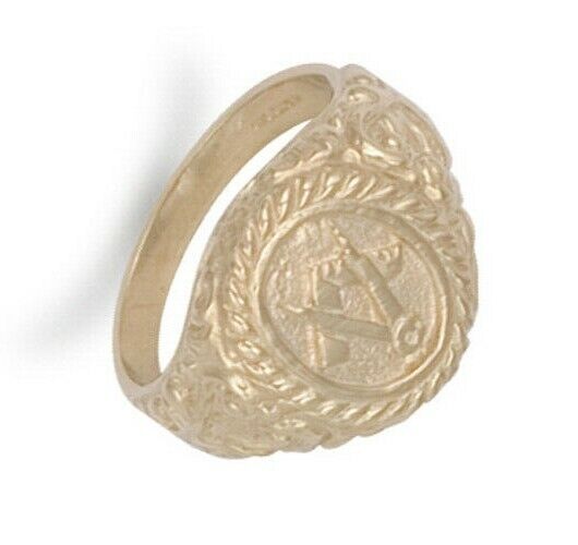 9ct gold masonic signet ring with intricate detailing and classic Masonic symbols by J R Jewellery