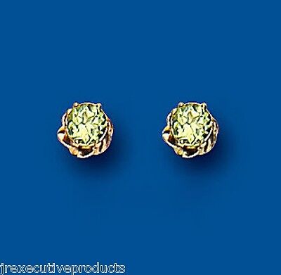 9ct gold peridot stud earrings featuring round green peridot gemstones set in gold