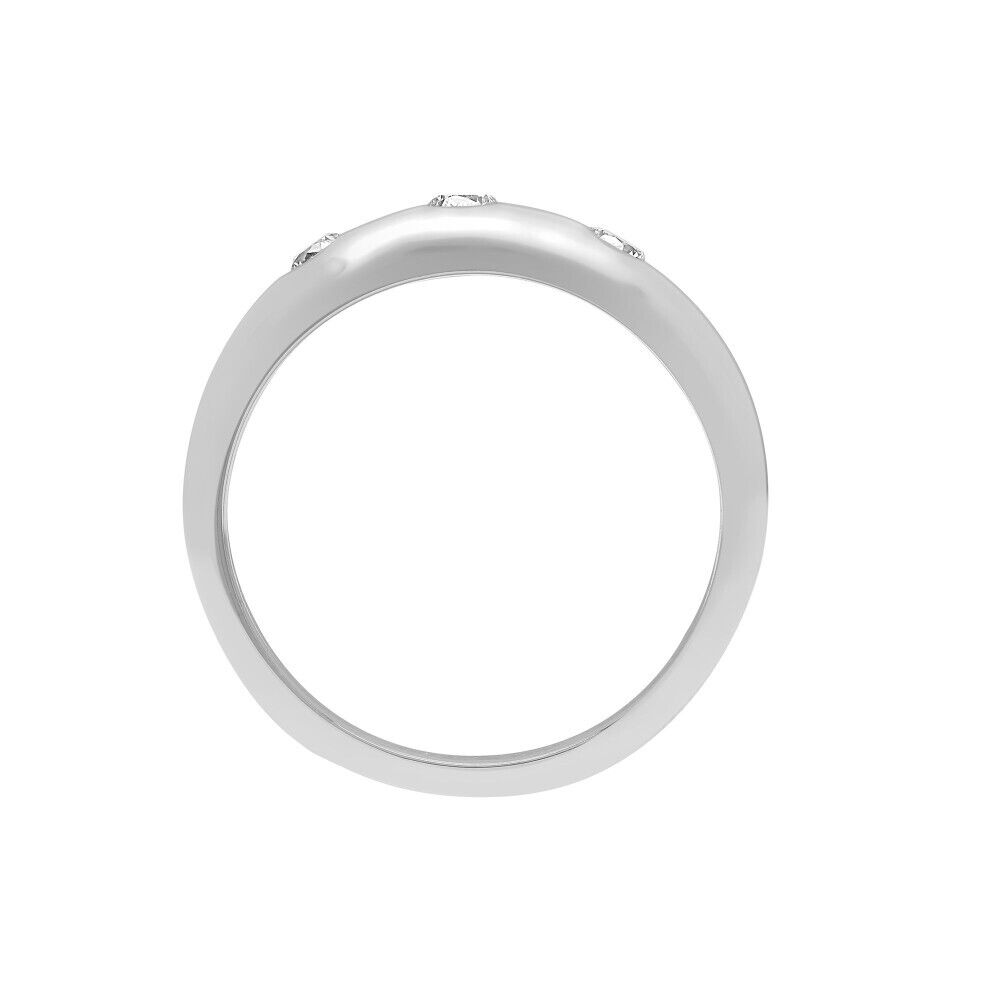 J R Jewellery 9ct white gold diamond gents ring showing smooth band and embedded diamonds