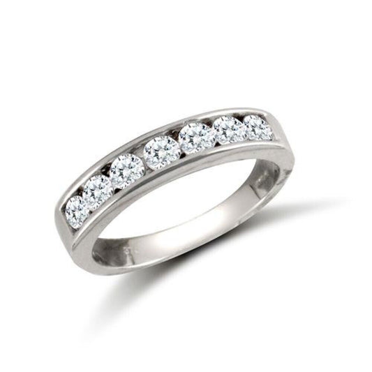 9ct white gold half eternity ring with seven sparkling diamonds by J R Jewellery