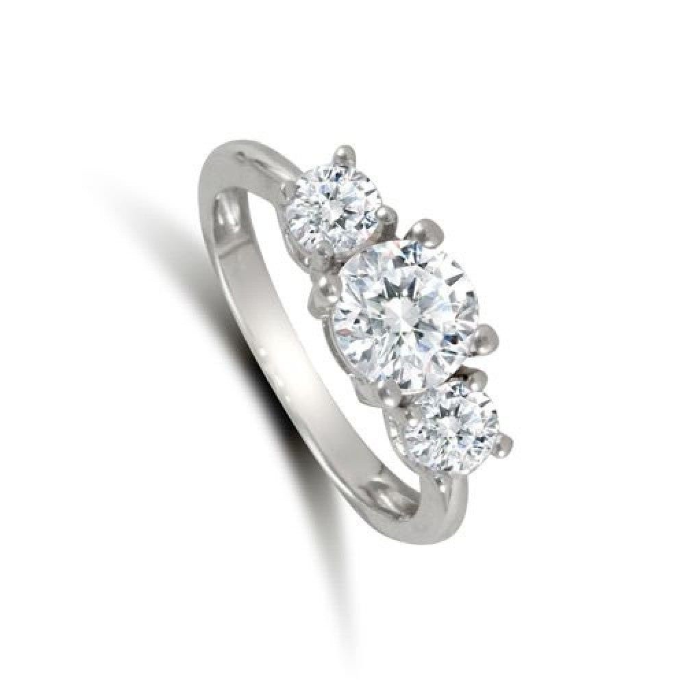 J R Jewellery 9ct white gold trilogy ring with three sparkling round-cut diamonds