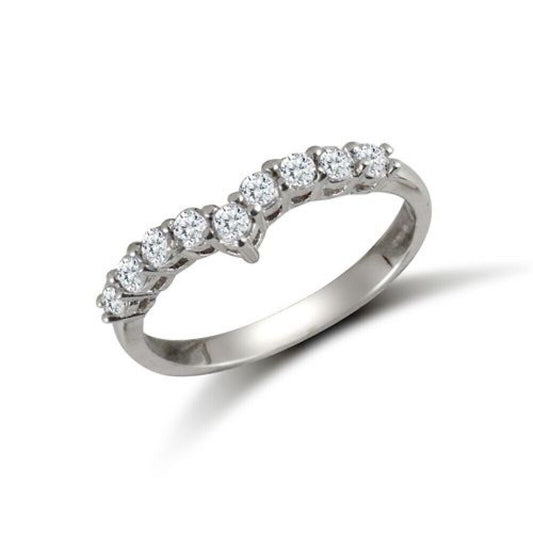 J R Jewellery 9ct white gold wishbone ring adorned with sparkling round-cut diamonds