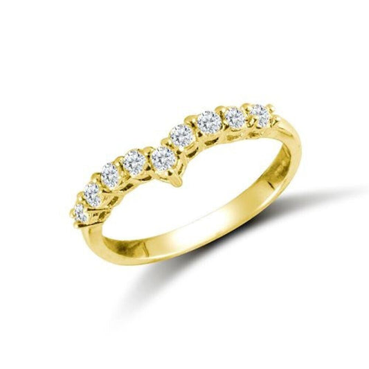J R Jewellery 9ct yellow gold wishbone ring with sparkling round-cut stones in a curved design