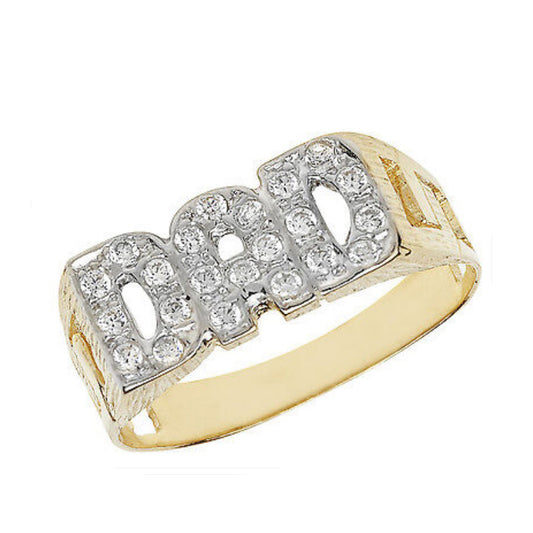 9ct Yellow Gold DAD Ring Curb Sides Fully Hallmarked