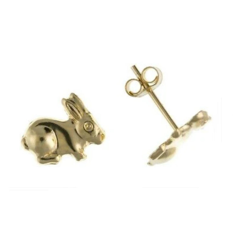 9ct Bunny Rabbit Earrings Solid Yellow Gold Studs British Made