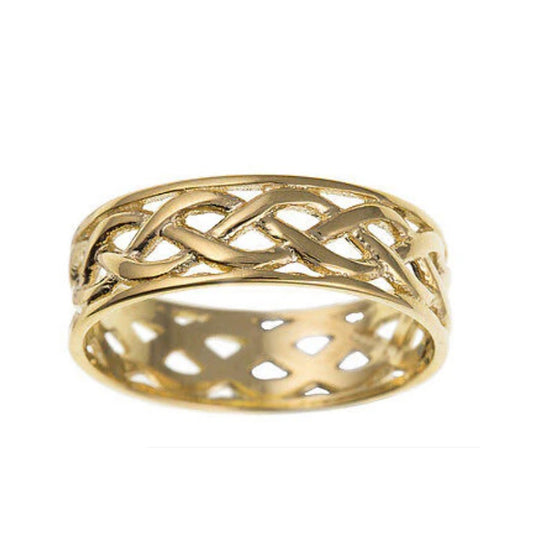 9ct Yellow Gold Gents Celtic Band Ring Fully Hallmarked
